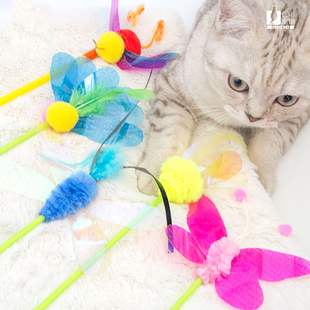 仁可宠物 Canol逗猫棒飞虫羽毛猫咪自嗨昆虫田园仙女棒猫玩具 Amy
