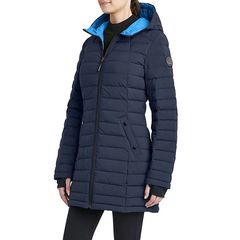 美国HFX户外中长款连帽羽绒棉服女款防风水弹力保暖轻便修身外套