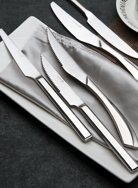 不锈钢高档西餐刀具主餐刀牛排刀带齿切牛排刀具西餐刀单个