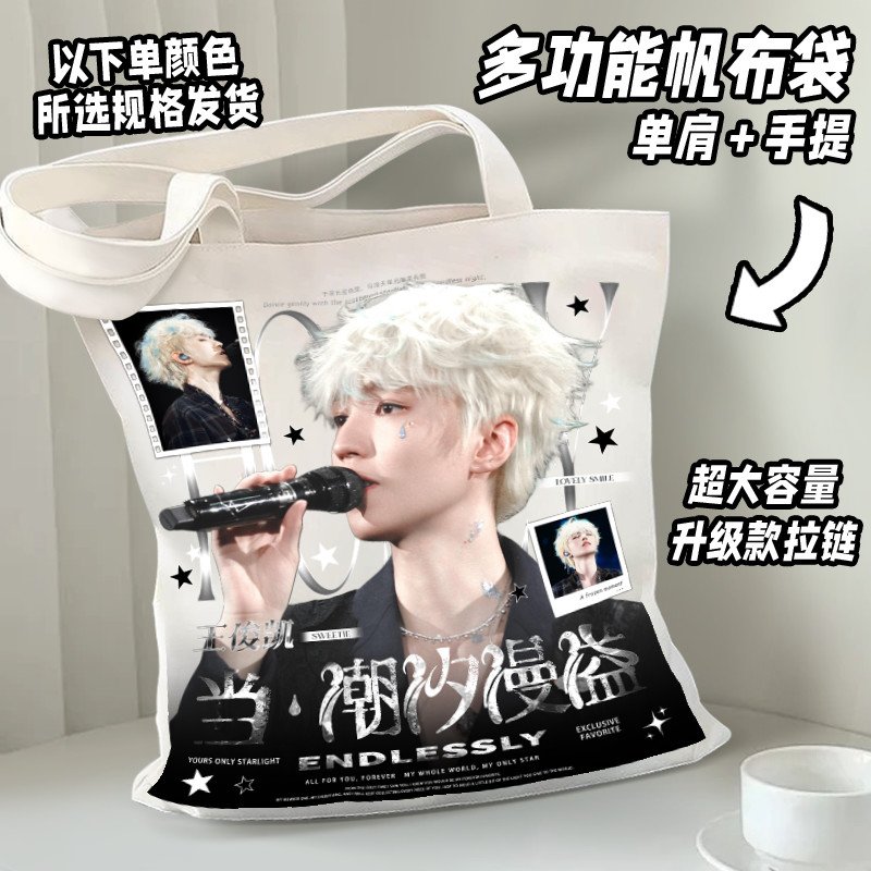 ins王俊凯帆布包重庆巡演周边物料应援精致百搭学生收纳包送朋友