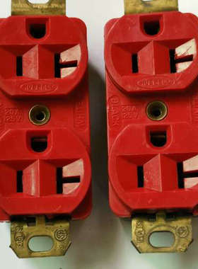 议价HUBBELL/荷宝 红色纯铜插芯WC-596，实物，看图，