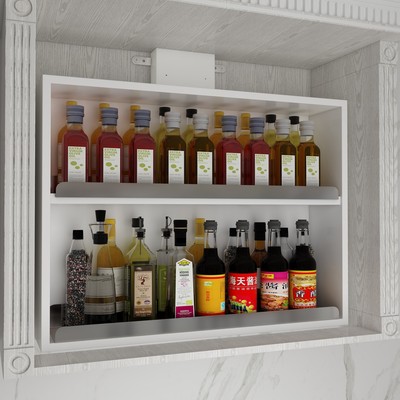 橱柜电动手动智能垂直升降吊柜不锈钢拉篮调味料篮架日本进口电机