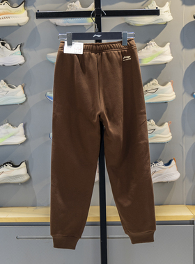 李宁童装女童卫裤2025冬季青少年宽松束脚加绒保暖运动裤YKLV170