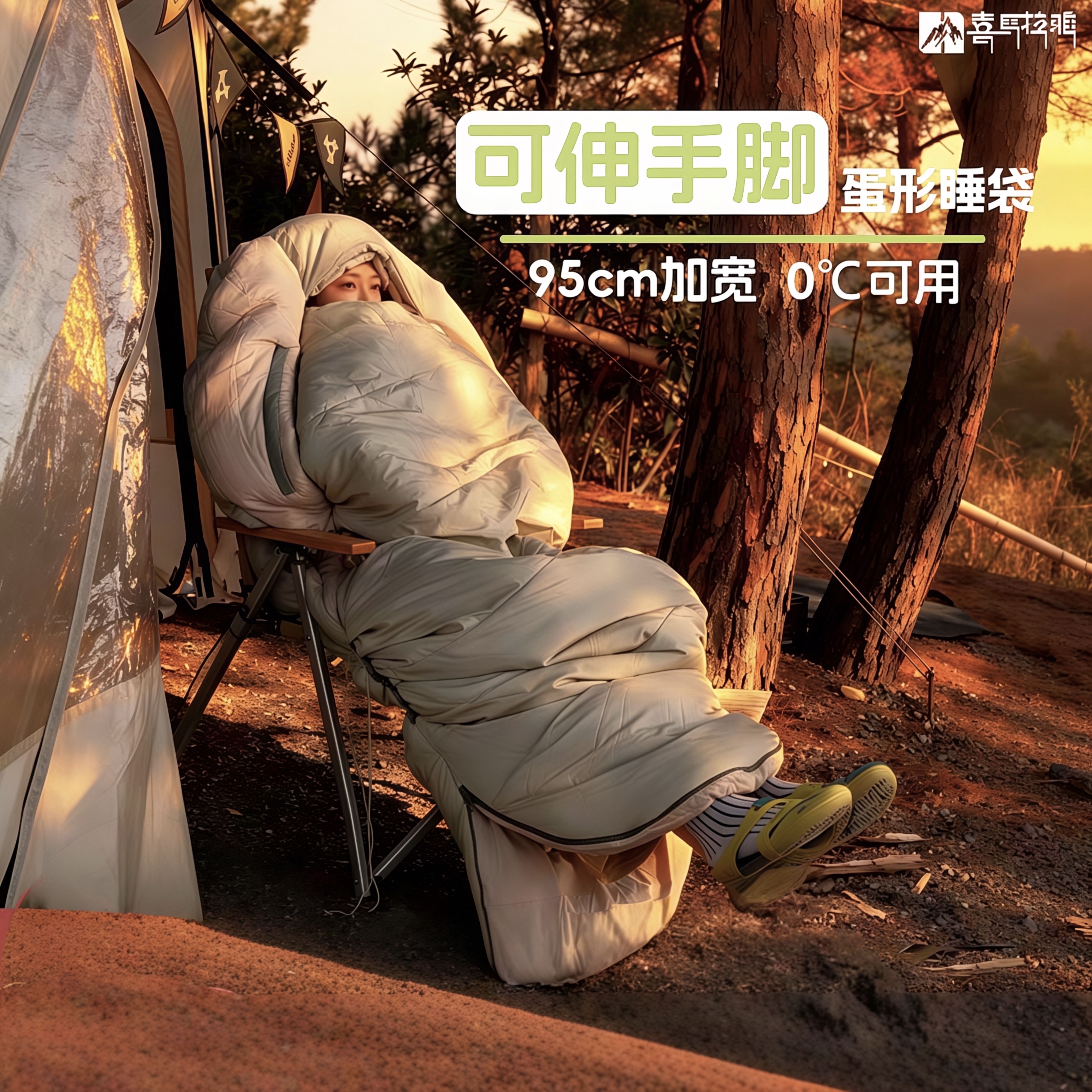 喜马拉雅户外睡袋抗寒冬加厚成人加宽保暖露营蛋形可伸手旅行便携