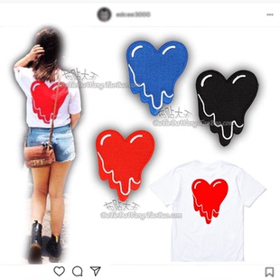 Clot EDC 陈冠希 溶解心 刺绣小布贴 DIY个性衣服裤子补丁潮烫贴