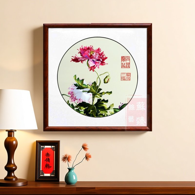 苏绣成品挂画郎世宁花鸟背景墙装饰画苏州纯手工刺绣新中式高端,居家布艺,苏绣,淘宝优惠券,粉丝福利购,淘宝优惠卷