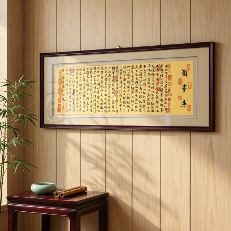 苏绣成品挂画兰亭序纯手工刺绣客厅装饰画字画书房办公室中式