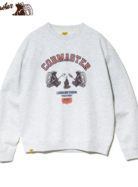 日本代购Cobmaster卫衣户外休闲篝火熊图案圆领运动衫