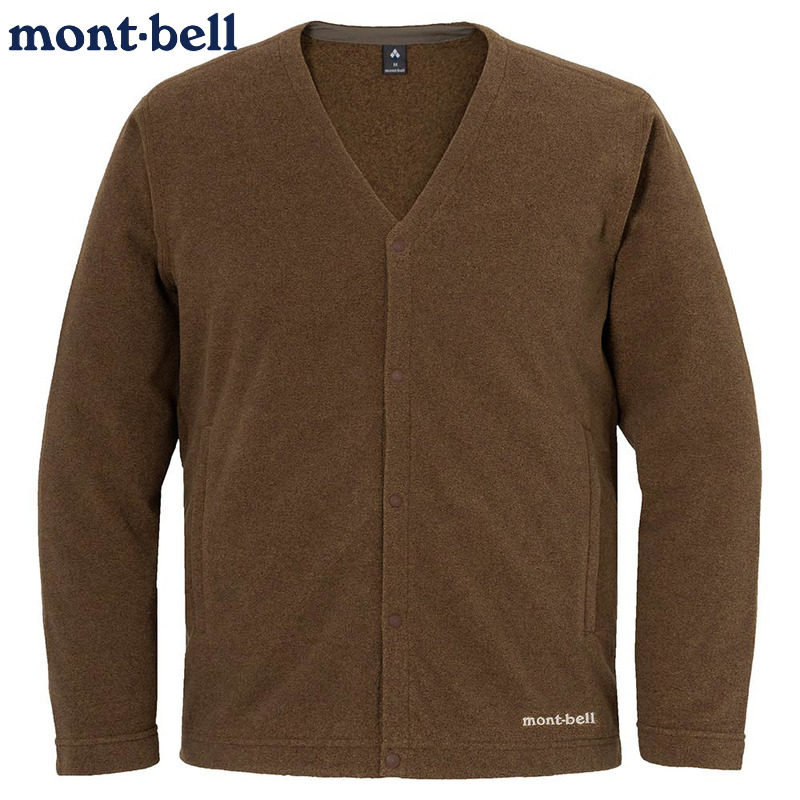 现货montbell抓绒男士V领开衫