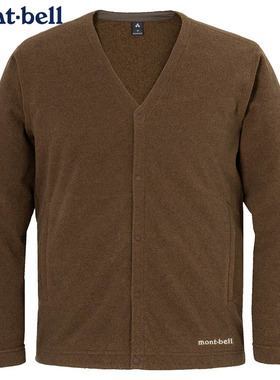 现货日本montbell抓绒V领开衫男士保暖秋冬柔软温暖户外衬衫新品