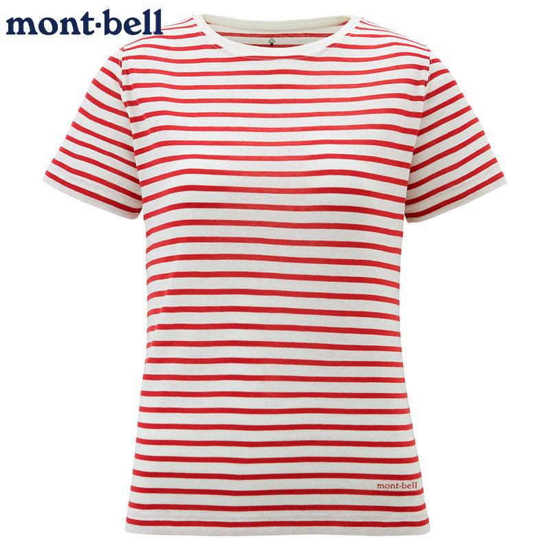 montbell速干条纹短袖T恤女户外