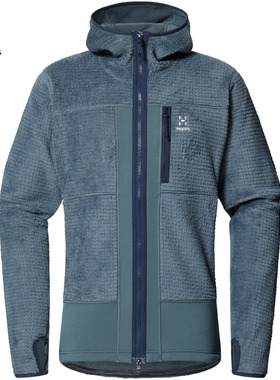 日本代购Haglofs火柴棍新款抓绒衣连帽外套男士Vassi滑雪高山保暖