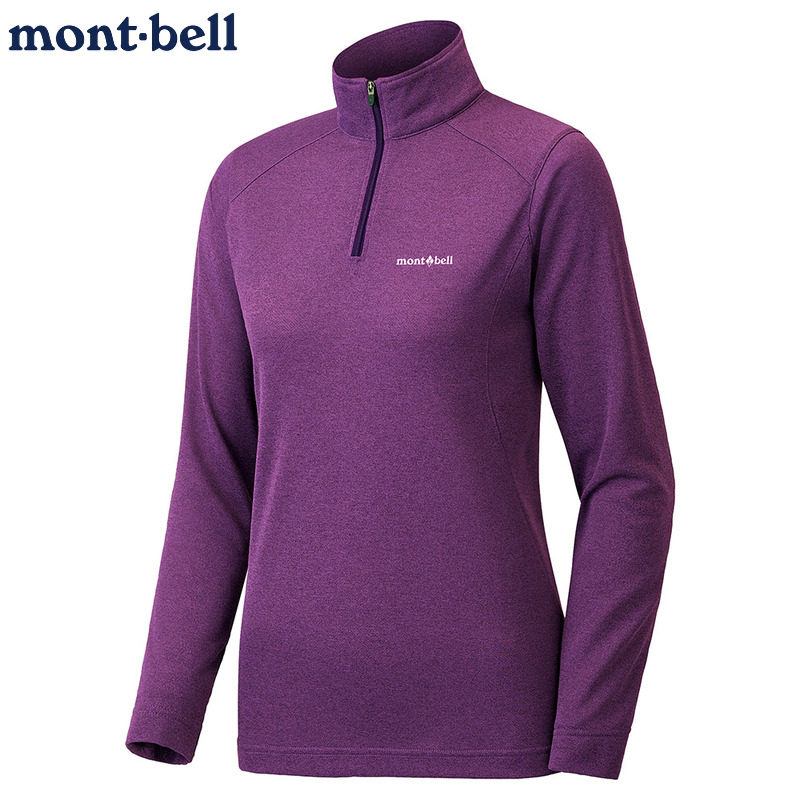 日本代购montbell女款半拉链长袖T恤户外速干透气秋冬内搭打底