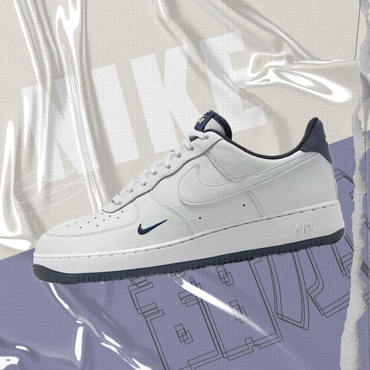 Nike Air Force 1 Lv8 舒适百搭 防滑耐磨低帮板鞋男女同款白深蓝,运动鞋new,板鞋,淘宝优惠券,粉丝福利购,淘宝优惠卷