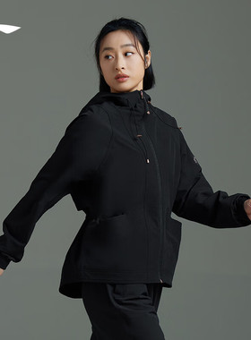 李宁2025春秋女士风衣外套健身防水开衫女卫衣连帽运动服AFDT066