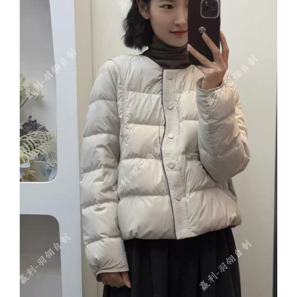 欧货短款羽绒服女2025冬季新款韩版时尚百搭圆领90白鸭绒保暖外套