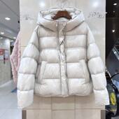 欧货休闲时尚 新国标90白鸭绒百搭小个子连帽羽绒服保暖外套女装 冬