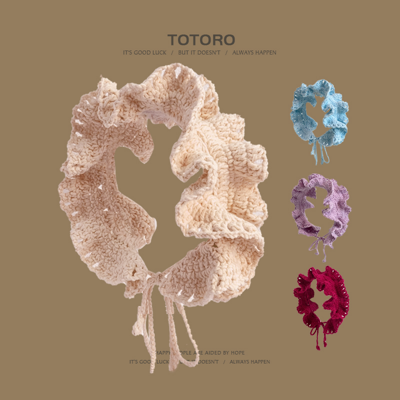 纯色荷叶边针织发带女春夏头巾帽