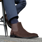 切尔西靴男靴子马丁靴短靴英伦中帮尖头反绒皮沙漠真皮靴高帮男鞋