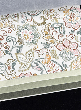 京三木 红绿色腰果花窗帘 法式雪尼尔 女孩卧室客厅高级酒店 J10