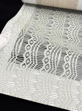 京三木 透光窗纱 法式蕾丝竖条淡绿色皇冠纹 酒店展厅卧室客厅J10