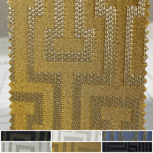 京三木 回字万字纹无缝墙布 新中式窗格迷宫帝王金宝石蓝酒楼包间