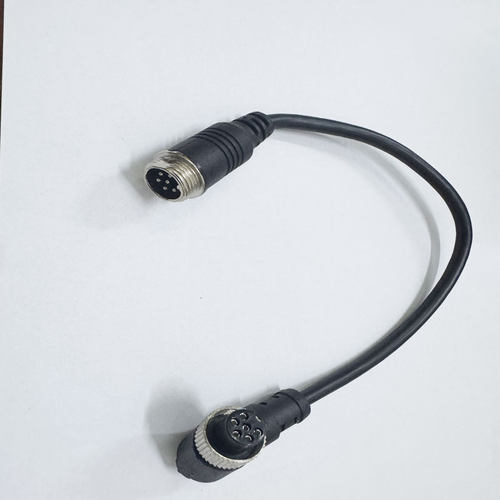 GX12航空插头注塑带线6芯弯头连接器公转母头20CM长度