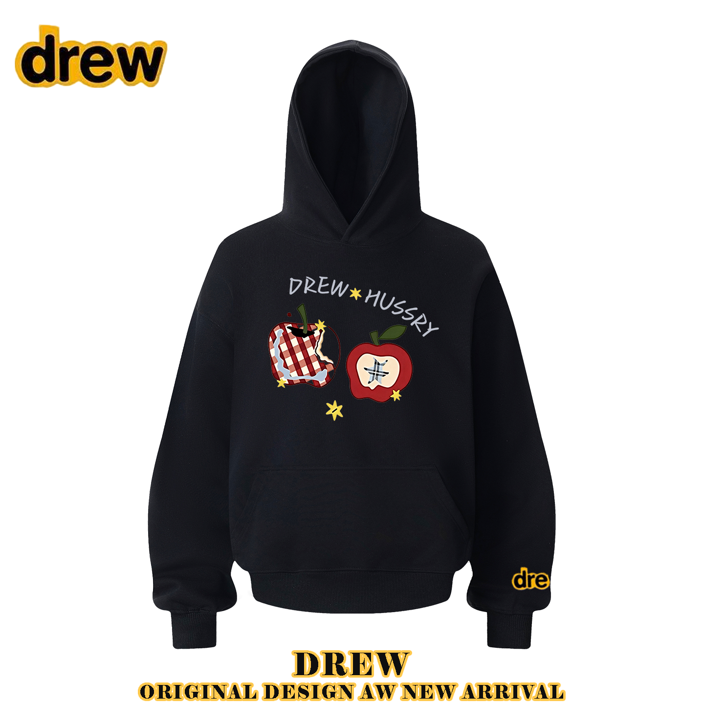 drew潮牌美式苹果连帽卫衣男女