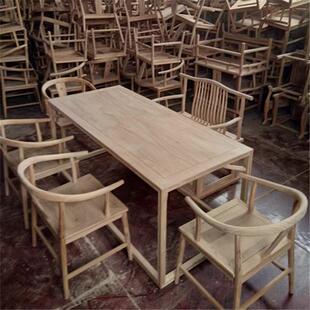 白胚桌子白胚中式茶桌椅子组合一体简约仿古实木茶桌茶具套装泡茶