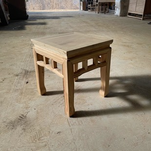新中式实木方凳白茬白胚梳妆凳老榆木换鞋凳家用客厅装饰工称凳