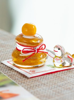 蛇年招福生肖 日本进口玻璃开运招财招福桌面摆件2025新年礼物