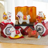 礼物 开运招财家居饰品新年日式 马年2026蛇年 生肖摆件日本药师窑