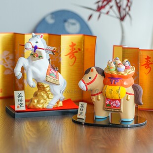 礼物 开运招财家居饰品新年日式 2026马年蛇年 生肖摆件日本药师窑