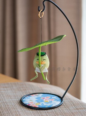 日本进口手工绢布龙虎作 可爱招福河童趣味工艺品 办公室车载摆设