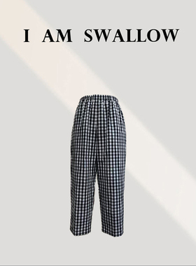 【A/M Swallow】棉麻色织格子休闲裤W-1059#700
