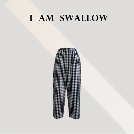 【A/M Swallow】棉麻色织格子休闲裤W-1059#700