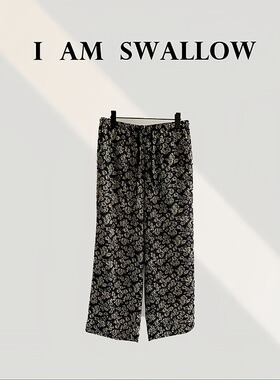 【A/M Swallow】百棉松紧腰碎花休闲裤W-1029#007