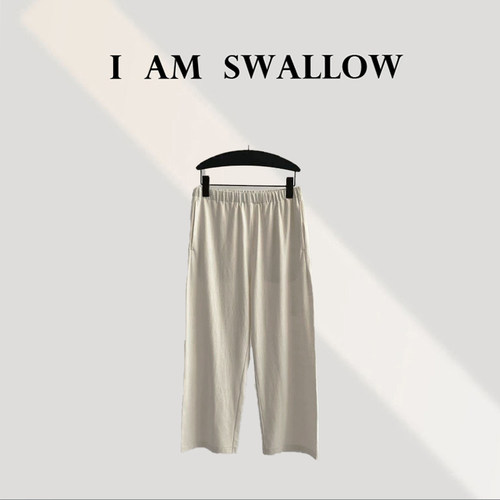 【A/M Swallow】木棉裤松紧高腰休闲九分裤W-1031#007