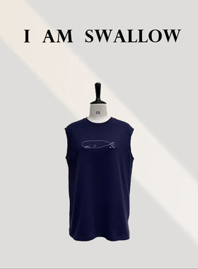 【A/M Swallow】百棉绣鱼背心无袖T恤R-6067V#002
