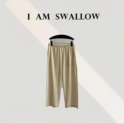 【A/M Swallow】百棉松紧高腰休闲九分裤W-1031#007