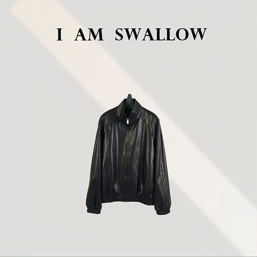【A/M Swallow】立领时尚百搭宽松款拉链羊皮外套W-1214#8882