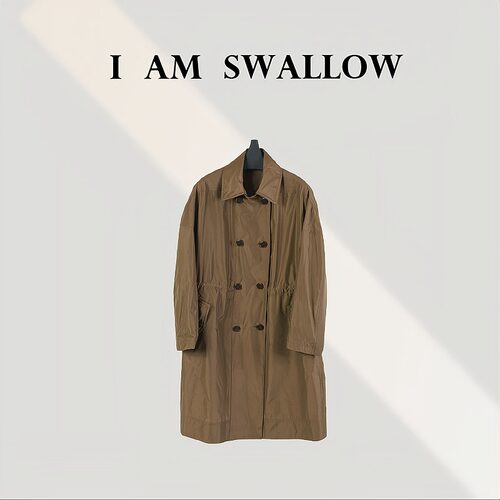 【A/M Swallow】丝涤双排扣翻领长款风衣W-1528#700
