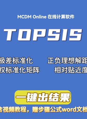优劣解距离法TOPSIS在线计算软件，可输入自己的权重，含word文档