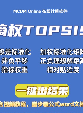 （面板）熵权Topsis在线计算软件，计算一级指标、整体相对贴进度