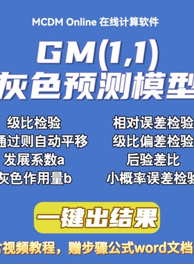 灰色预测模型GM(1,1)在线计算软件，自动发货，含视频和word文档