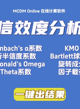 信度、效度分析软件，支持4种系数计算信度