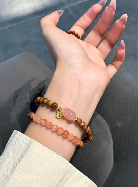 天然库克手串女款招财貔貅玛瑙手链菩提子木质佛珠文玩串珠新中式