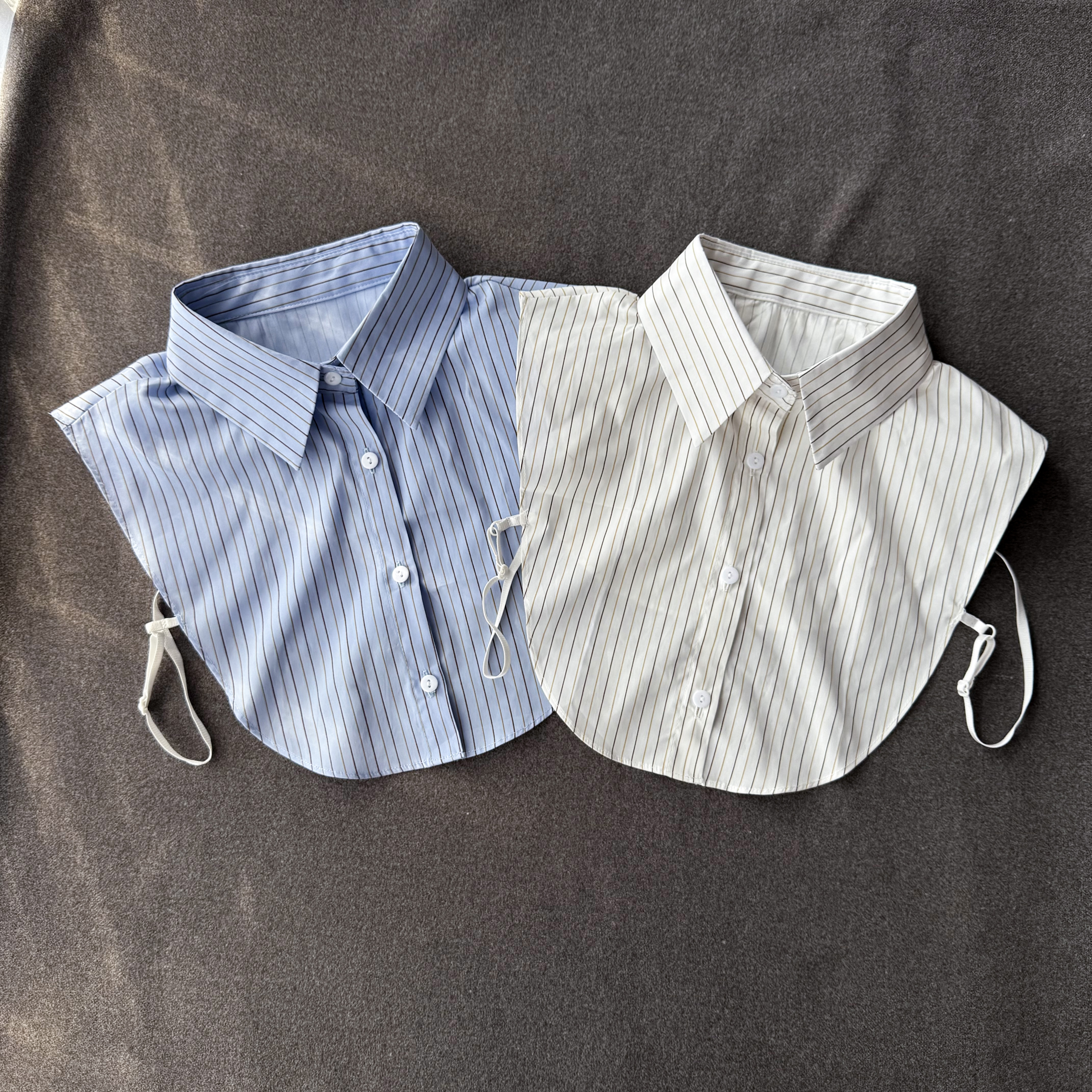 蓝色条纹假领子2025新款