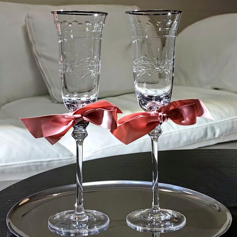 原创设计高颜值雕花香槟杯纯手工