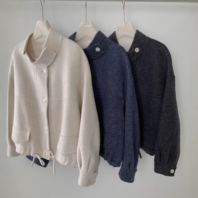 新款设计感短款大衣双面羊毛单排